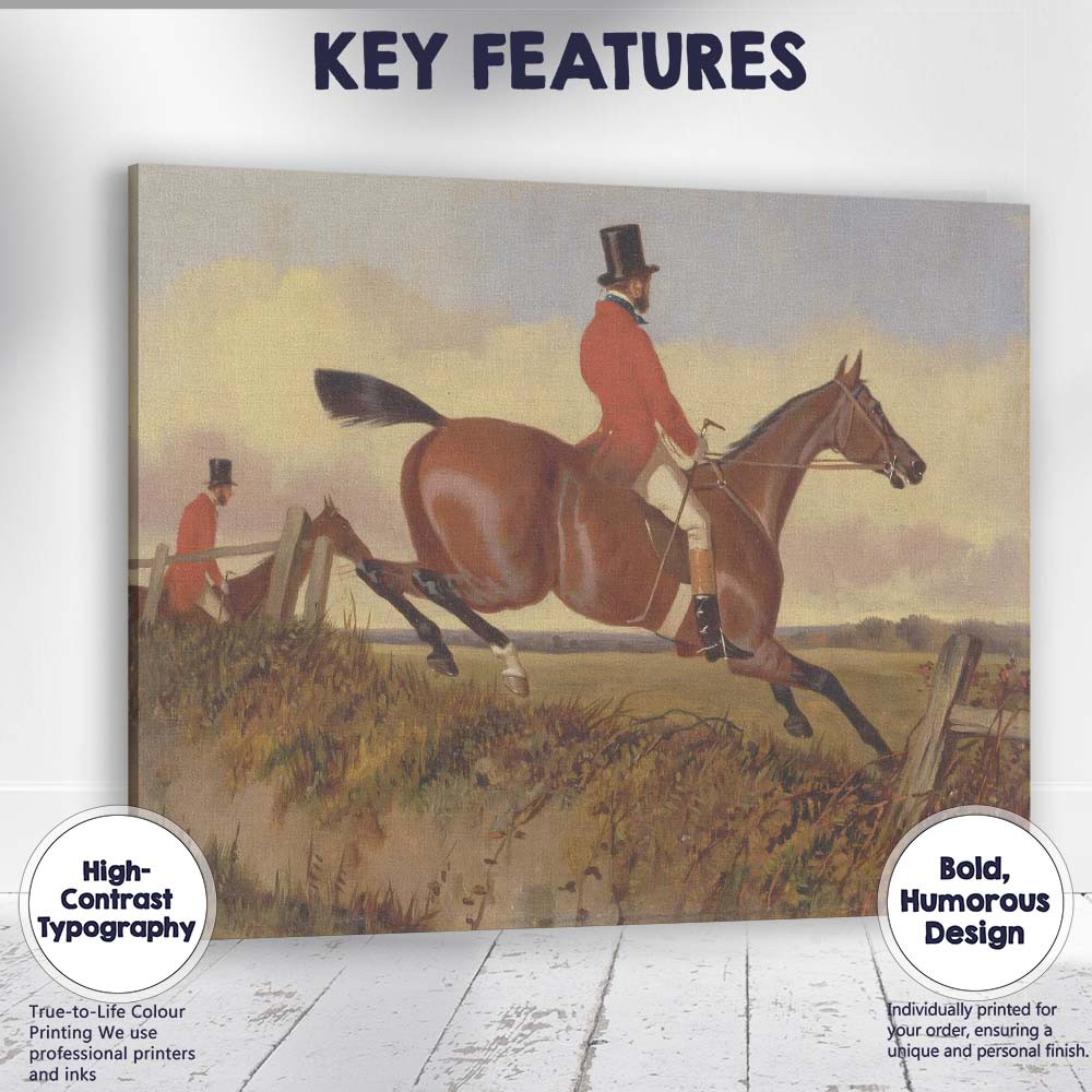 Traditional Equestrian Fox Hunting Scene Country Sport Canvas Wall Art Print Decor Picture Ready to Hang