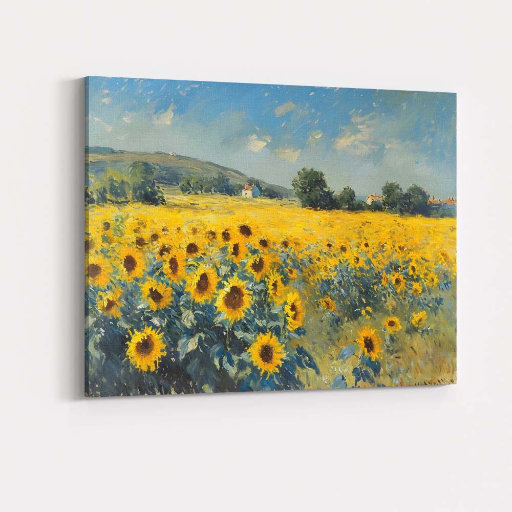 Bright Sunflower Field Summer Countryside Landscape Canvas Wall Art Print Decor Picture Ready to Hang