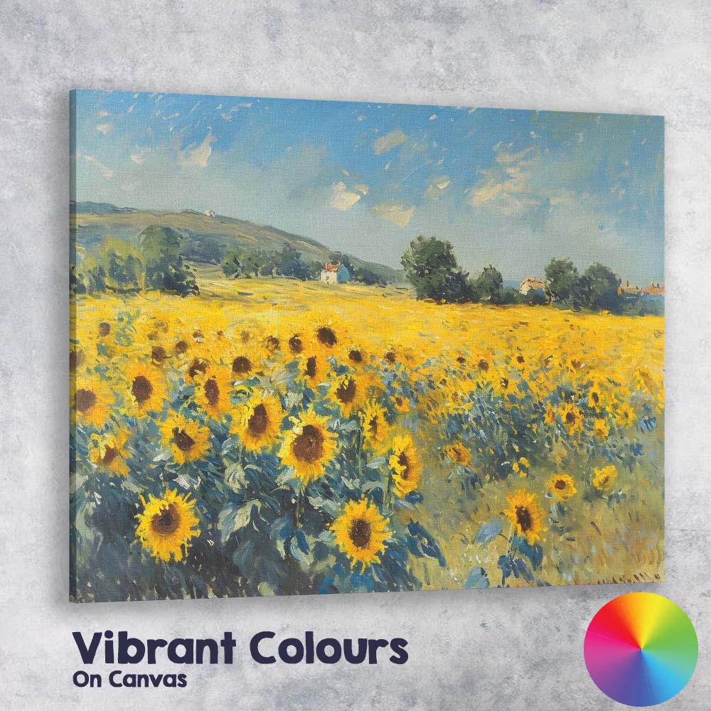 Bright Sunflower Field Summer Countryside Landscape Canvas Wall Art Print Decor Picture Ready to Hang