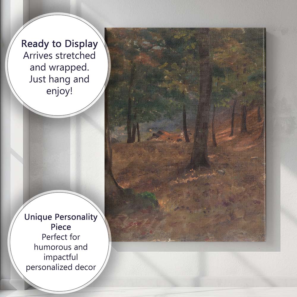 Woodland Glade Forest Interior Naturalistic Landscape Painting Canvas Wall Art Print Decor Picture Ready to Hang