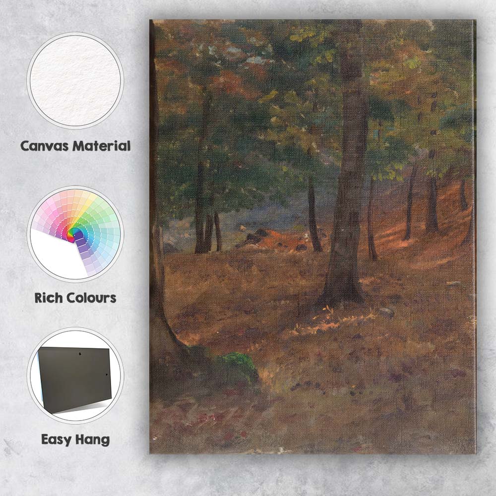 Woodland Glade Forest Interior Naturalistic Landscape Painting Canvas Wall Art Print Decor Picture Ready to Hang