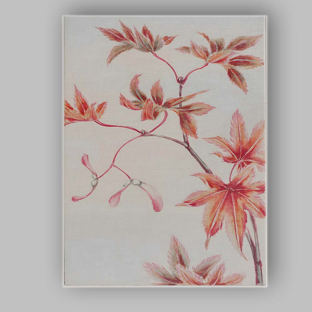 Delicate Pink Japanese Maple Leaves Watercolour Botanical Art Canvas Wall Art Print Decor Picture Ready to Hang