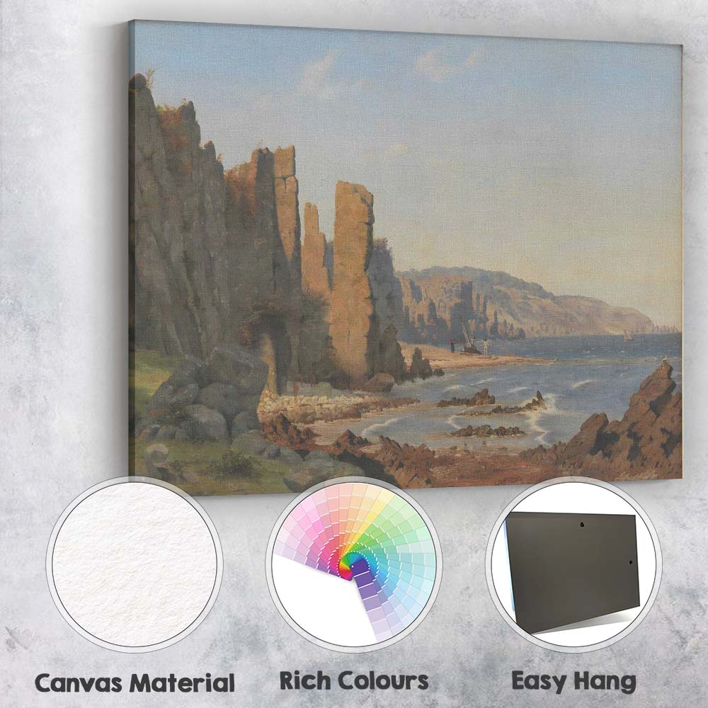 Rocky Coastal Cliffs Seascape Traditional Maritime Landscape Canvas Wall Art Print Decor Picture Ready to Hang