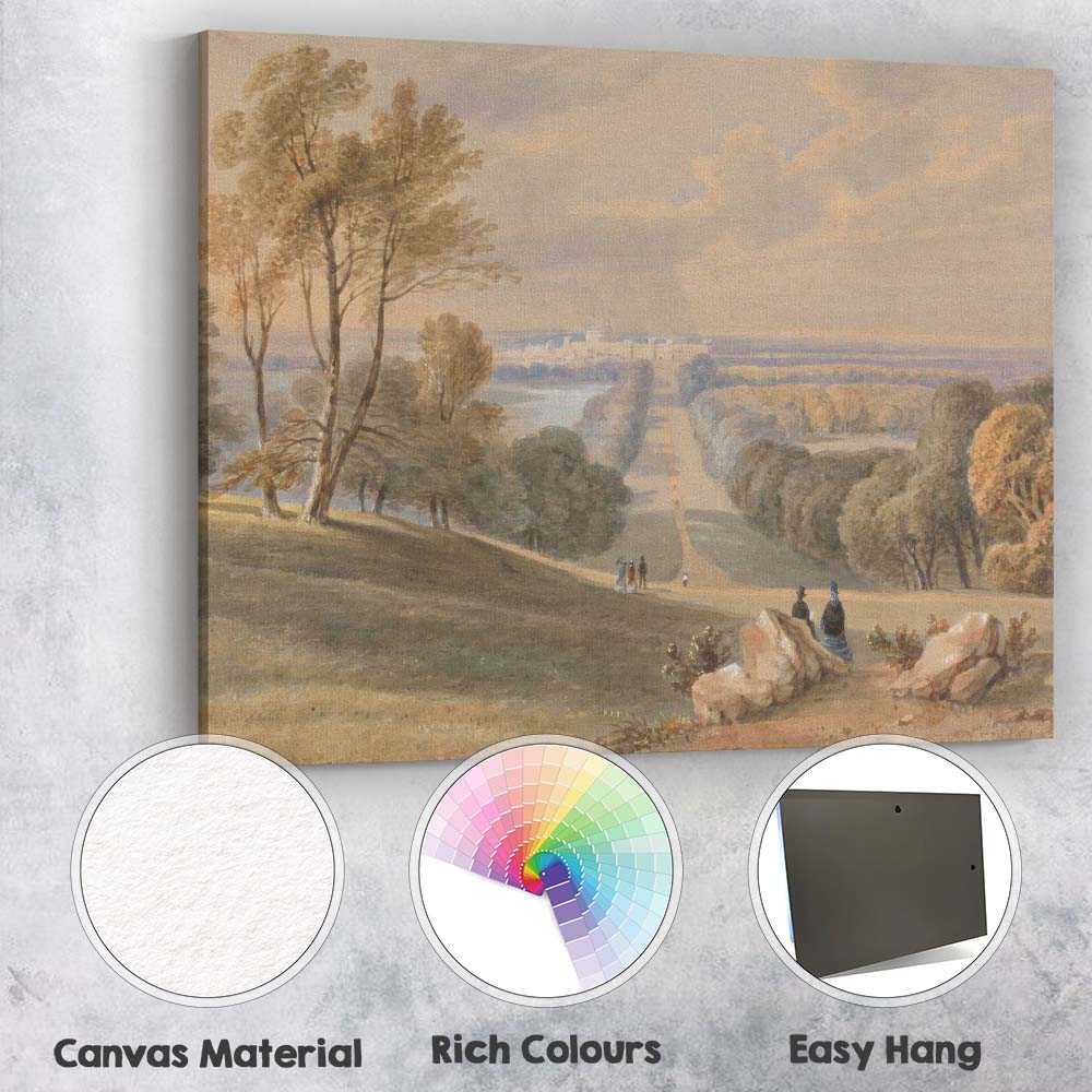 Grand Estate Parkland Watercolour Vista Classical Landscape Canvas Wall Art Print Decor Picture Ready to Hang