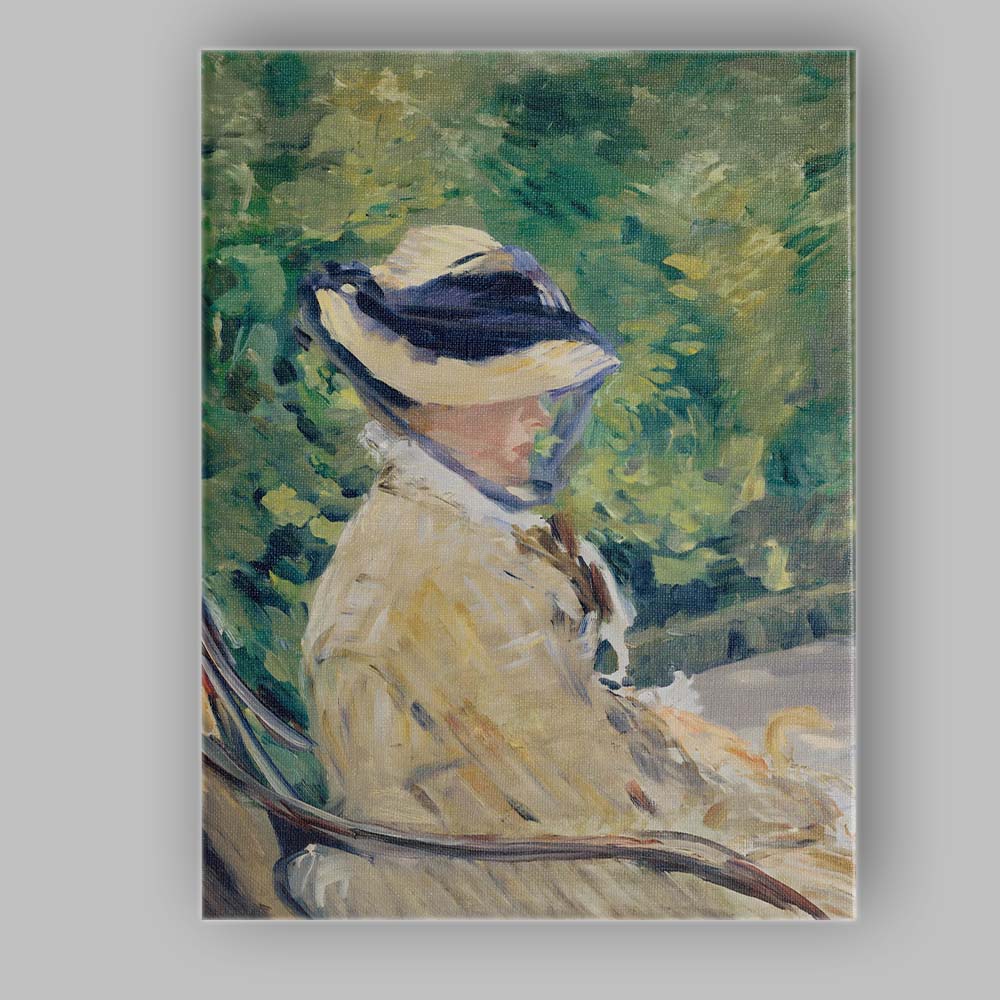 Impressionist Woman In White Dress Garden Portrait Canvas Wall Art Print Decor Picture Ready to Hang