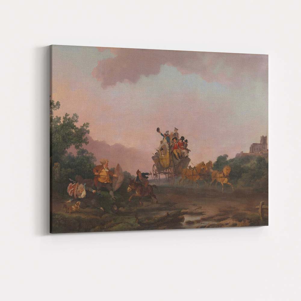 Georgian Horse Drawn Carriage Country Road Scene Canvas Wall Art Print Decor Picture Ready to Hang