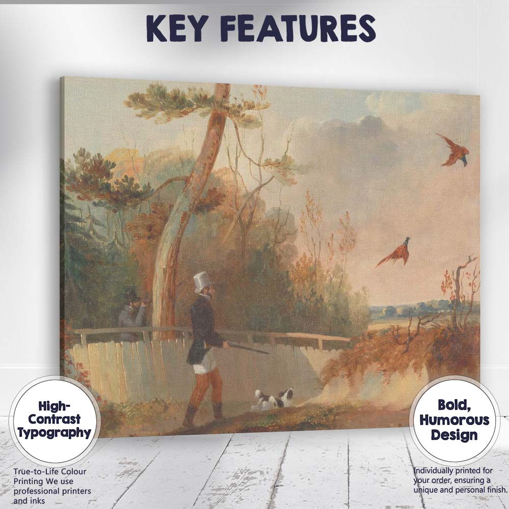 Victorian Pheasant Shooting Country Estate Woodland Landscape Canvas Wall Art Print Decor Picture Ready to Hang