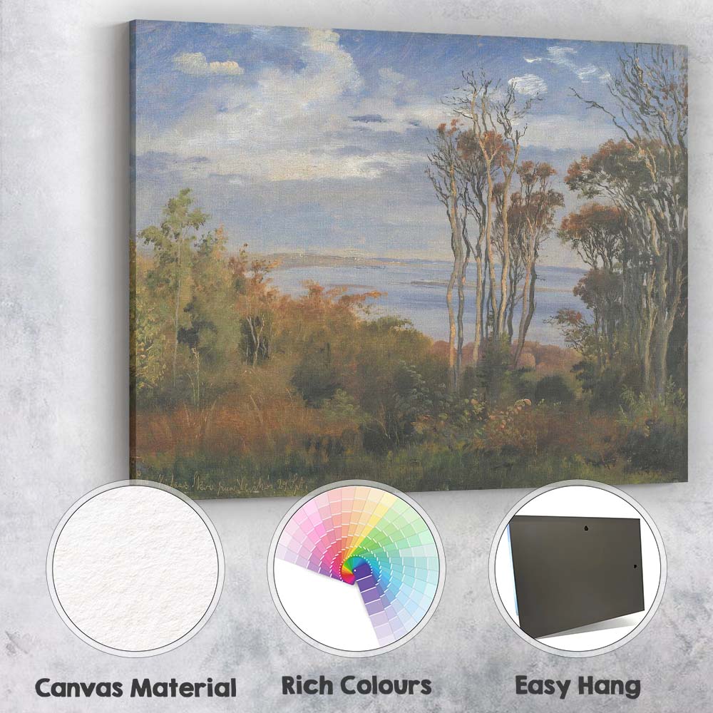 Coastal Woodland Trees and Tranquil Waters Landscape Oil Painting Canvas Wall Art Print Decor Picture Ready to Hang