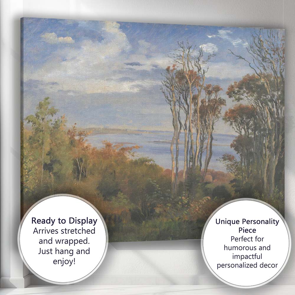 Coastal Woodland Trees and Tranquil Waters Landscape Oil Painting Canvas Wall Art Print Decor Picture Ready to Hang