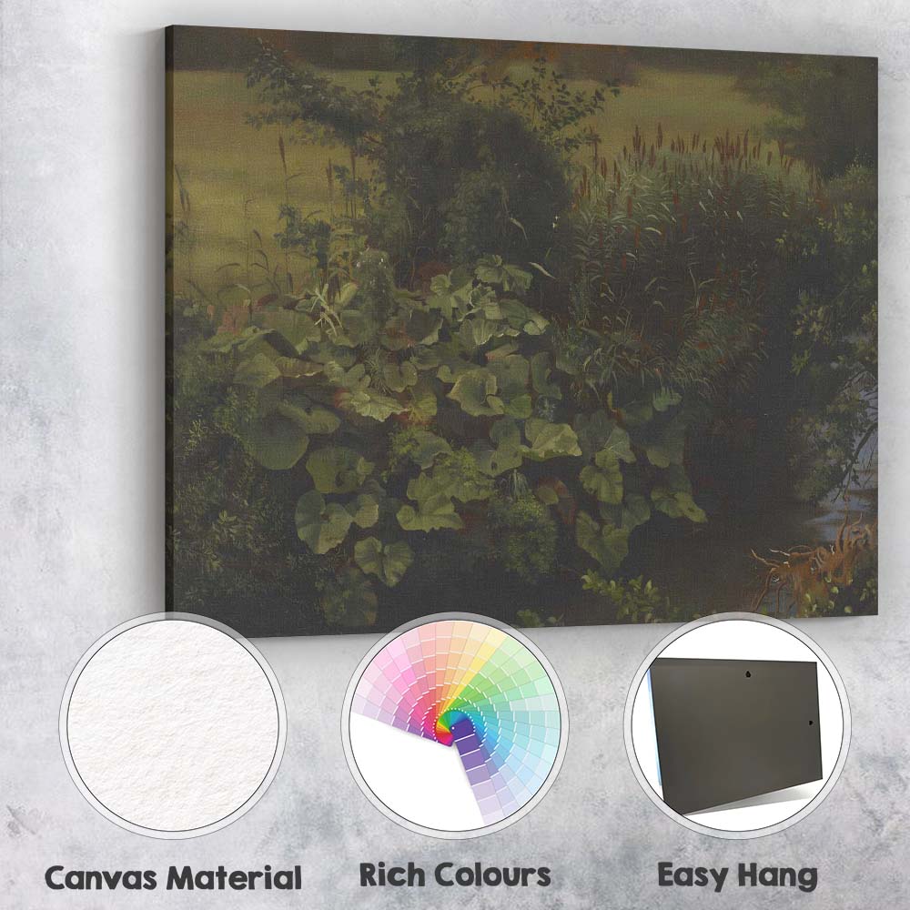 Lush Green Waterside Foliage Botanical Nature Study Canvas Wall Art Print Decor Picture Ready to Hang