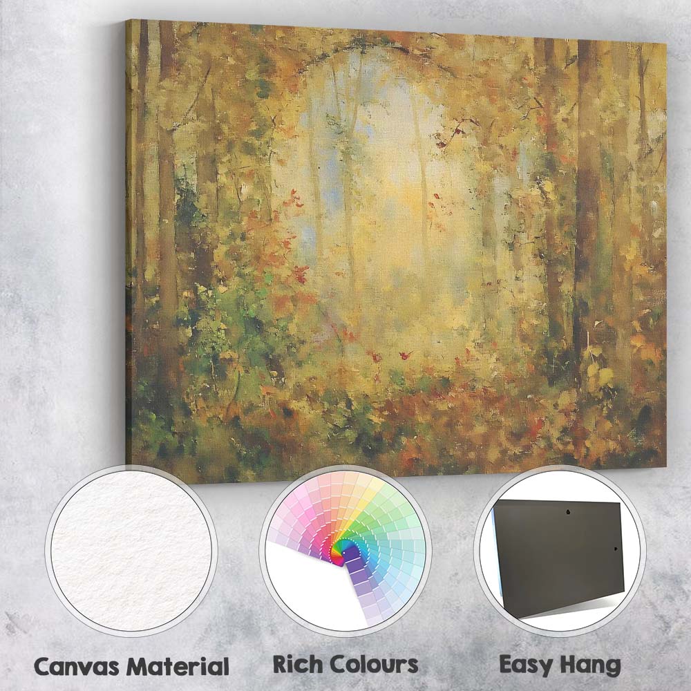 Soft Misty Woodland Forest Sunlight Atmospheric Nature Landscape Canvas Wall Art Print Decor Picture Ready to Hang