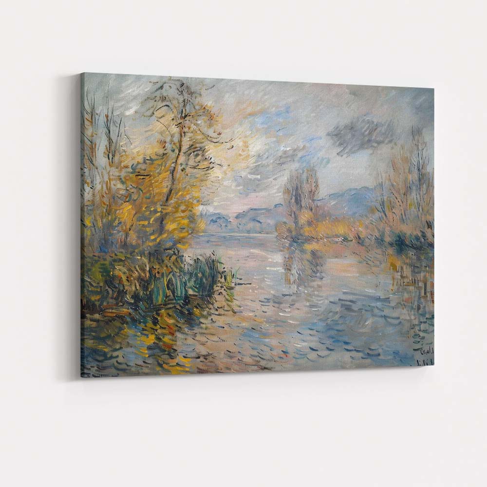Pastel Impressionist Riverbank Autumn Landscape Canvas Wall Art Print Decor Picture Ready to Hang