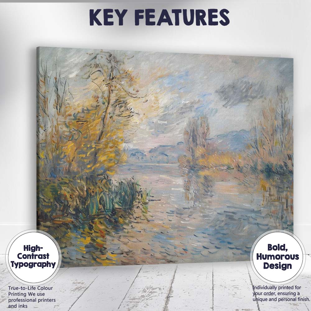 Pastel Impressionist Riverbank Autumn Landscape Canvas Wall Art Print Decor Picture Ready to Hang