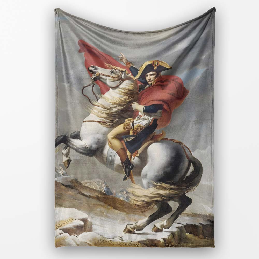 Napoleonic Horse Rider Classical Historical Painting, Lightweight Comfortable Decorative Accent - Super Soft Fleece Blanket Bed Sofa Throw