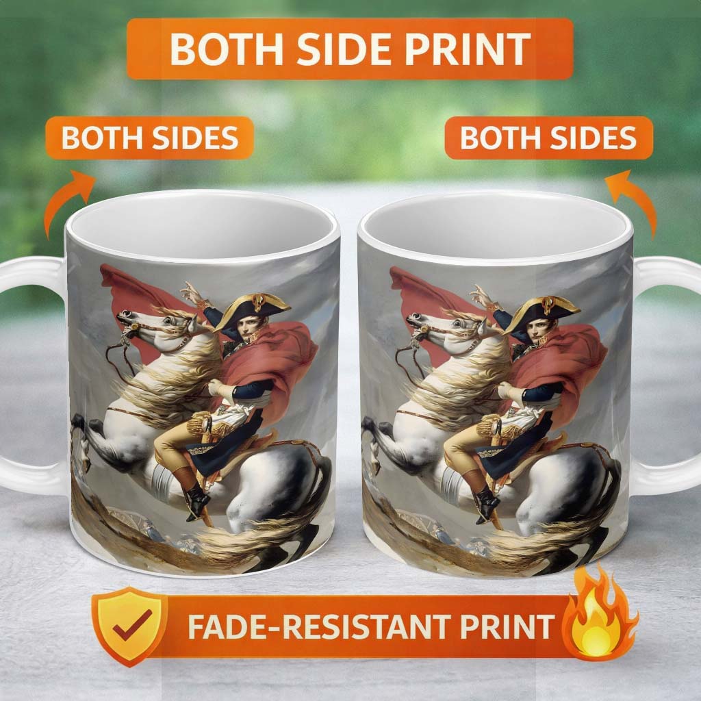 Napoleonic Horse Rider Classical Historical Painting 11oz Ceramic Coffee Tea Mug White Large Handle