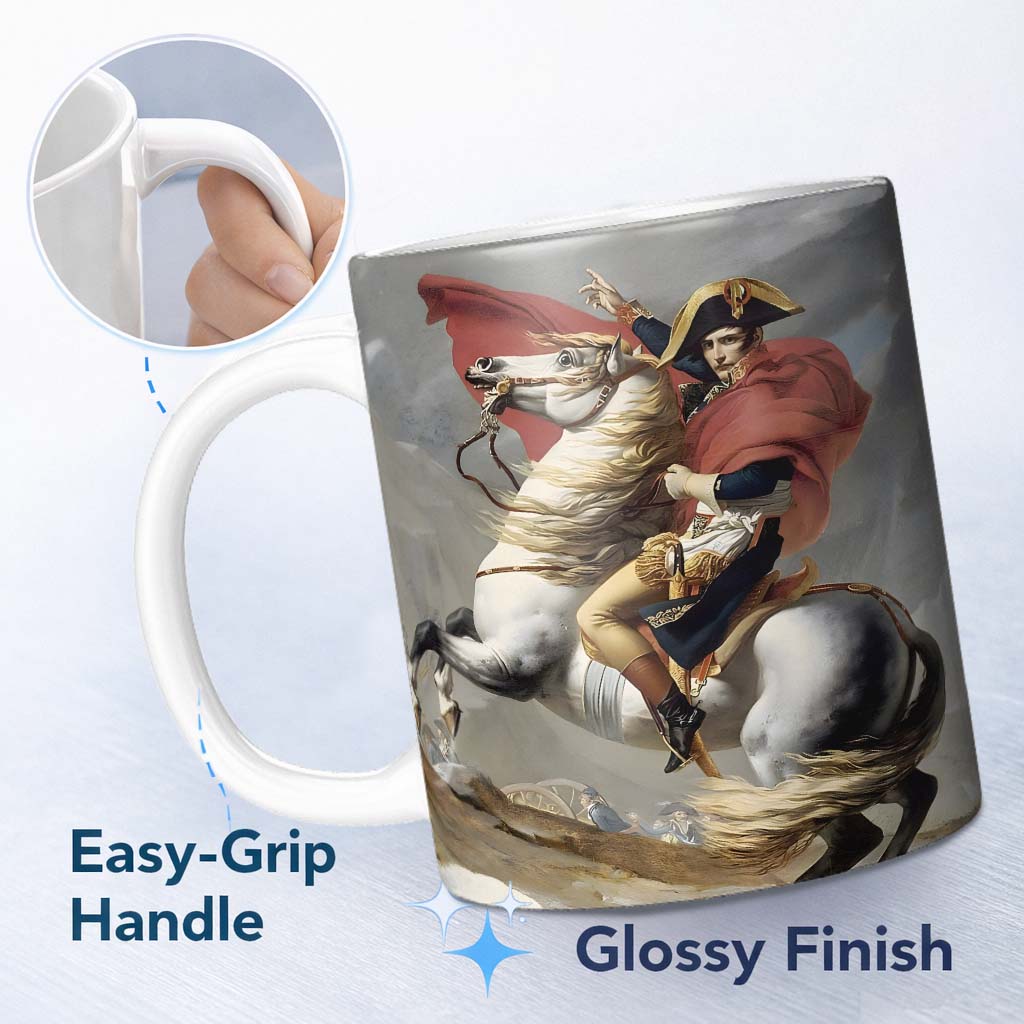 Napoleonic Horse Rider Classical Historical Painting 11oz Ceramic Coffee Tea Mug White Large Handle