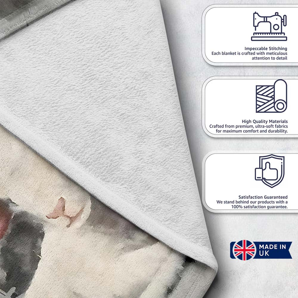 White Lamb Grey Abstract Graffiti Street Art, Comfortable Everyday Use, Stylish Room Decoration - Super Soft Fleece Blanket Bed Sofa Throw