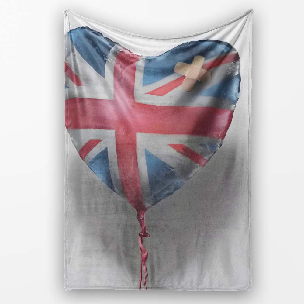 Heart Shaped British Flag Bandage Pop Art, Bedroom Living Room Accent, Comfortable Everyday Use - Super Soft Fleece Blanket Bed Sofa Throw