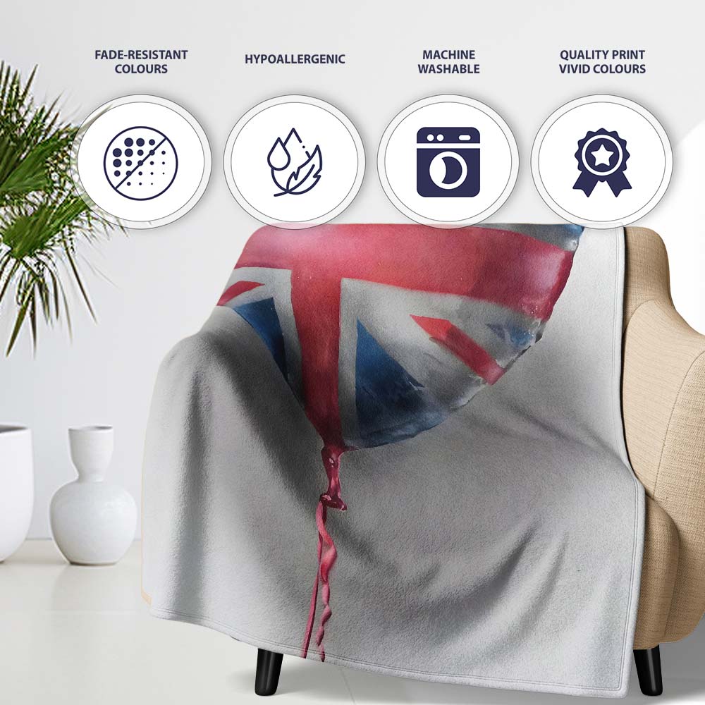 Heart Shaped British Flag Bandage Pop Art, Bedroom Living Room Accent, Comfortable Everyday Use - Super Soft Fleece Blanket Bed Sofa Throw