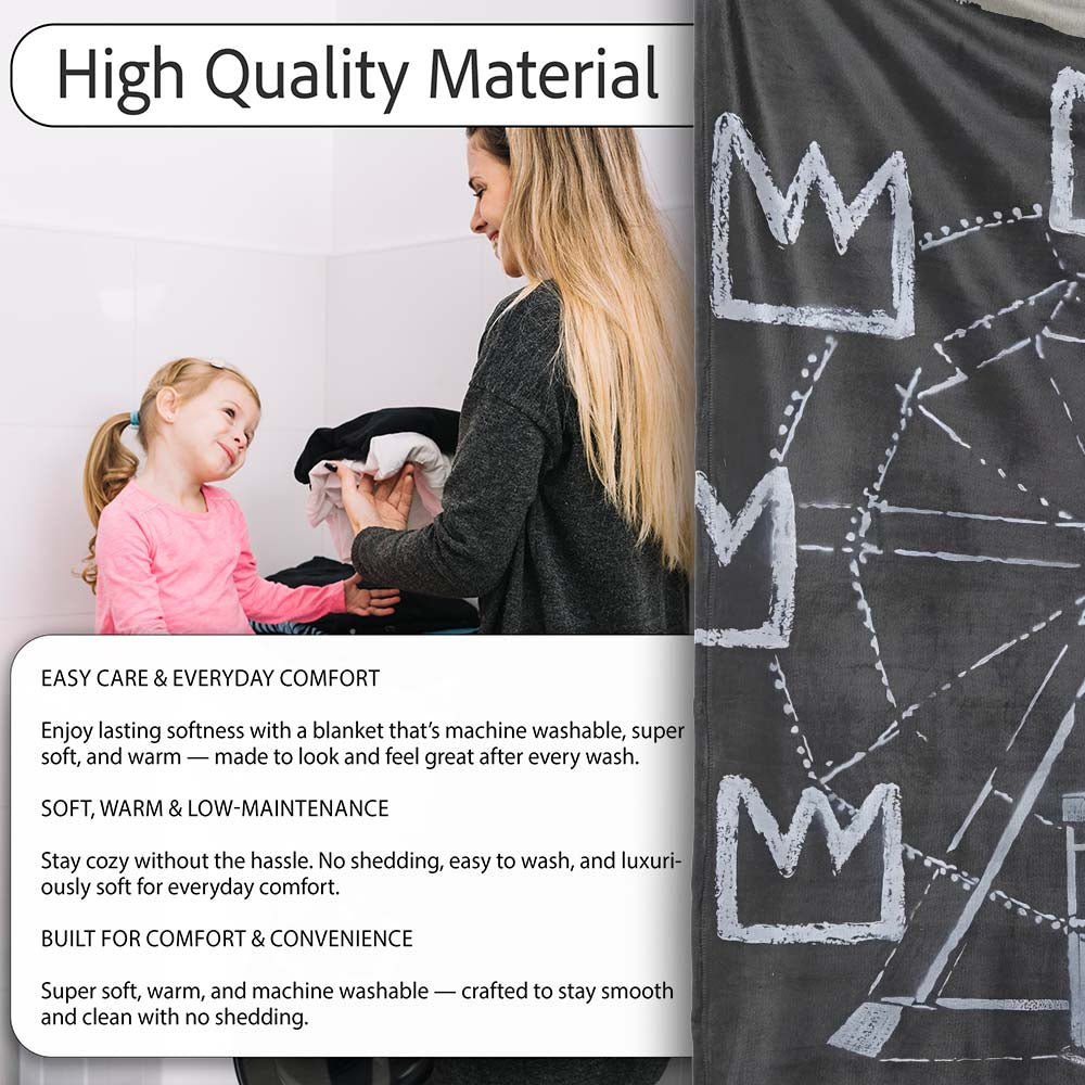 Ferris Wheel Children Crown Monochrome Graffiti, Bedroom Living Room Accent, All Season Comfort - Super Soft Fleece Blanket Bed Sofa Throw