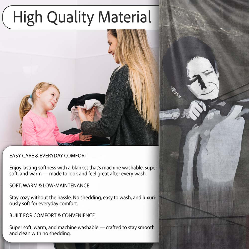 Monochrome Woman Slingshot Dark Street Graffiti, Bedroom Living Room Accent, All Season Comfort - Super Soft Fleece Blanket Bed Sofa Throw