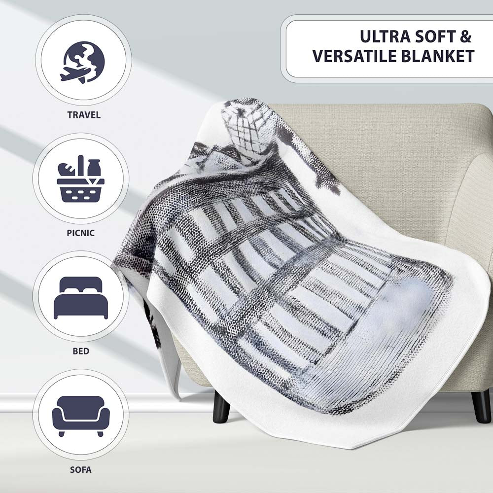 Discarded Masked Action Figures Monochrome Stencil, All Season Comfort, Stylish Room Decoration - Super Soft Fleece Blanket Bed Sofa Throw