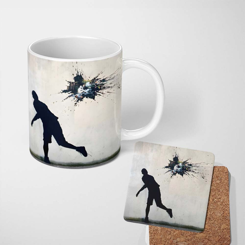 Running Figure Black Silhouette Minimal Graffiti 11oz Ceramic Coffee Tea Mug White Large Handle