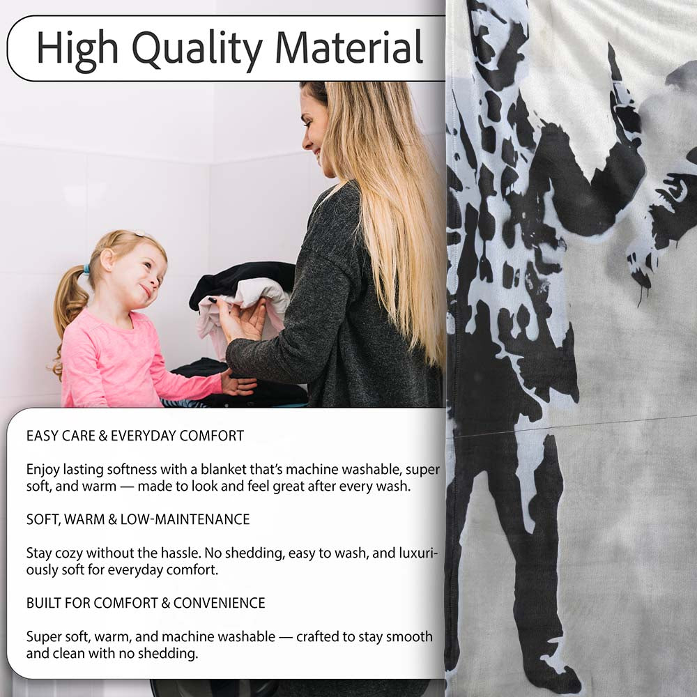 Monochrome Music Duo Urban Performance Graffiti, Bedroom Living Room Accent, All Season Comfort - Super Soft Fleece Blanket Bed Sofa Throw