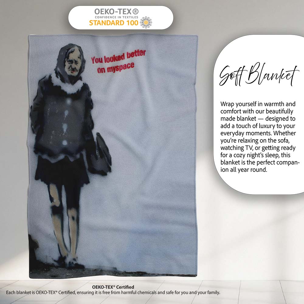 Elderly Woman Red Typography Satirical Stencil, Lightweight Warm Gift, Comfortable Everyday Use - Super Soft Fleece Blanket Bed Sofa Throw
