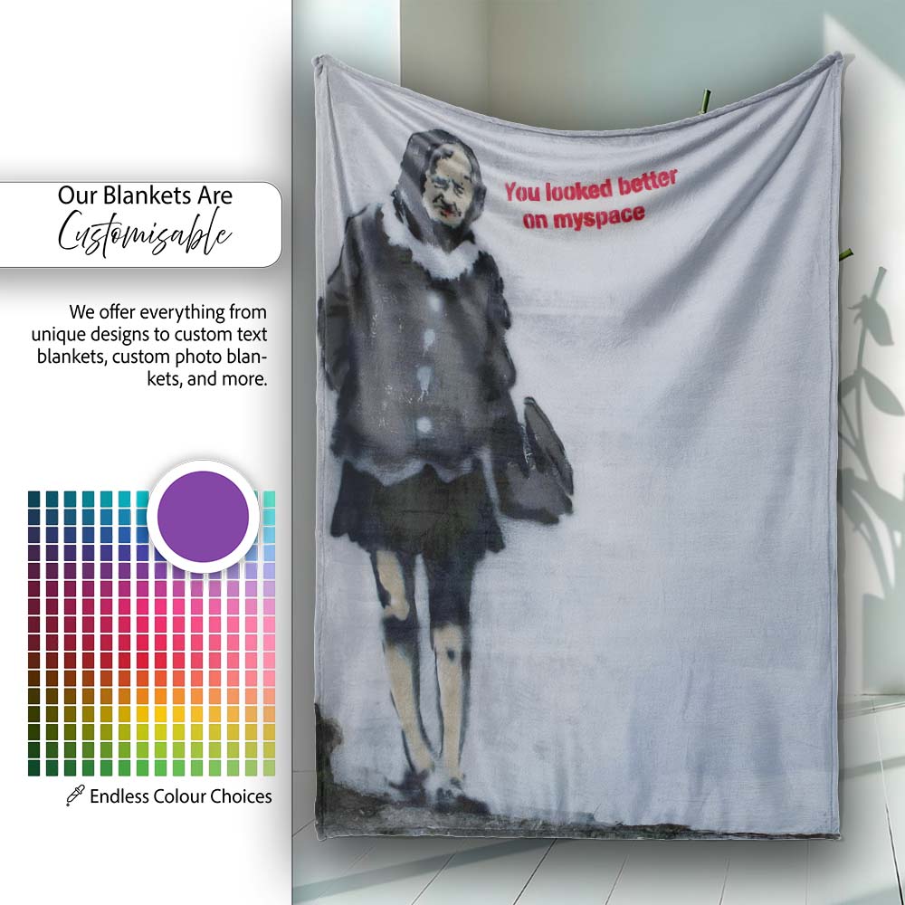 Elderly Woman Red Typography Satirical Stencil, Lightweight Warm Gift, Comfortable Everyday Use - Super Soft Fleece Blanket Bed Sofa Throw