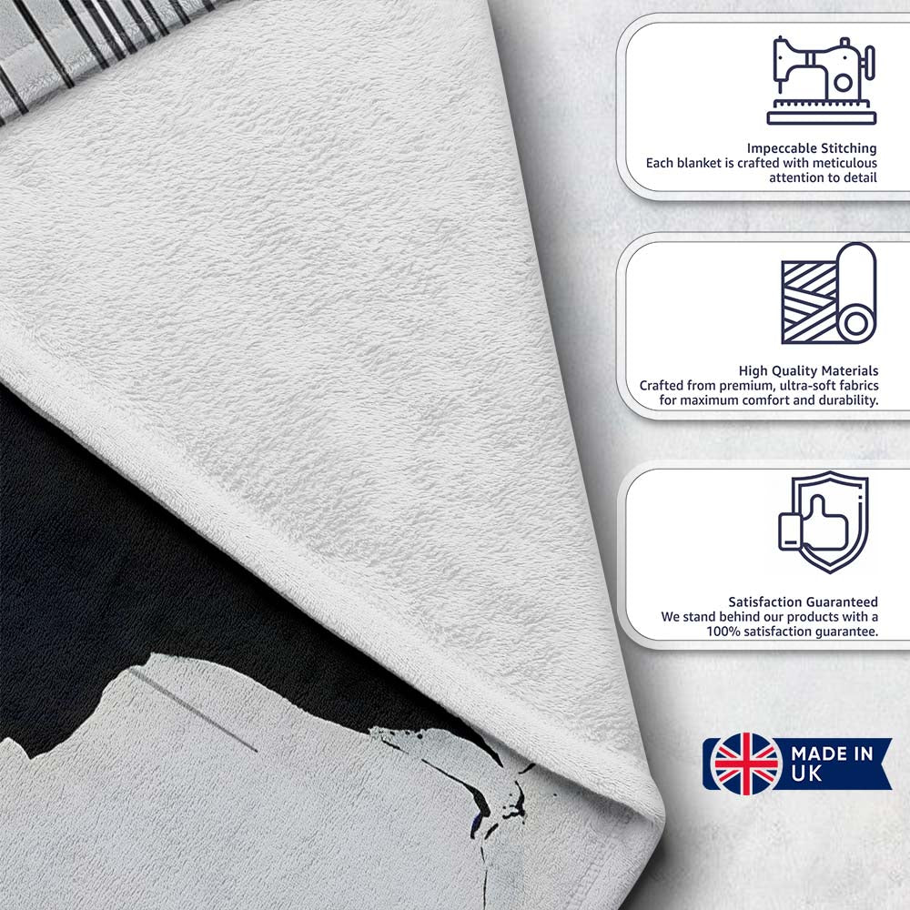 Woman Holding Dripping Umbrella Monochrome Stencil, All Season Comfort, Stylish Room Decoration - Super Soft Fleece Blanket Bed Sofa Throw