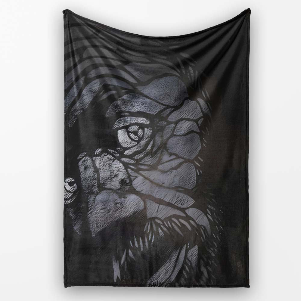 Dark Female Face Abstract Monochrome Portrait, All Season Comfort, Thoughtful Housewarming Gift - Super Soft Fleece Blanket Bed Sofa Throw