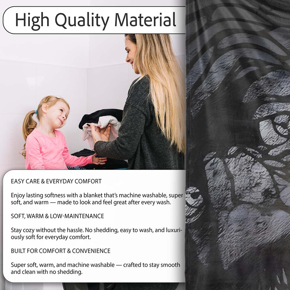 Dark Female Face Abstract Monochrome Portrait, All Season Comfort, Thoughtful Housewarming Gift - Super Soft Fleece Blanket Bed Sofa Throw