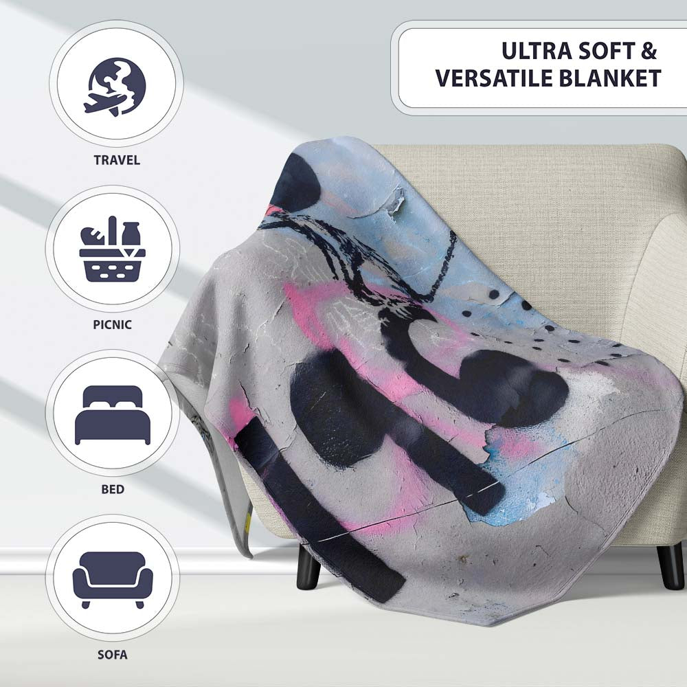 Black Rat with Pink Bow Urban Graffiti Stencil, Lightweight Warm Gift, Comfortable Everyday Use - Super Soft Fleece Blanket Bed Sofa Throw