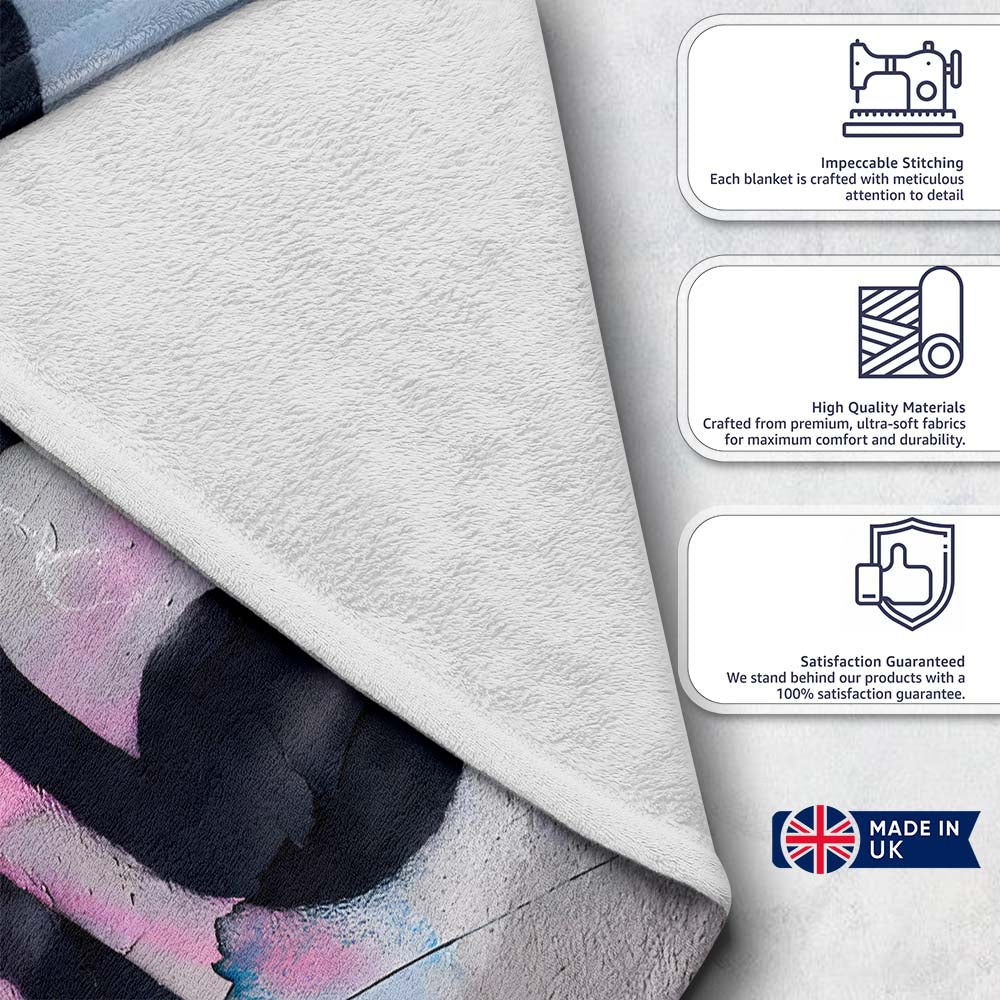 Black Rat with Pink Bow Urban Graffiti Stencil, Lightweight Warm Gift, Comfortable Everyday Use - Super Soft Fleece Blanket Bed Sofa Throw