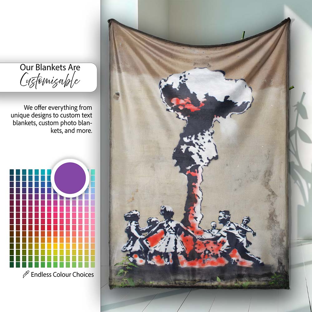 Red Black Explosion with Dancing Figures Street Art, All Season Comfort, Modern Interior Accent - Super Soft Fleece Blanket Bed Sofa Throw