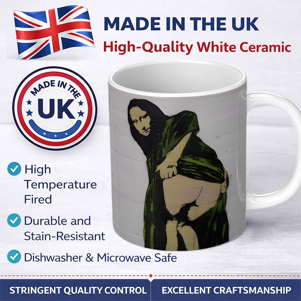 Pregnant Woman in Green Draped Dress Urban Stencil 11oz Ceramic Coffee Tea Mug White Large Handle