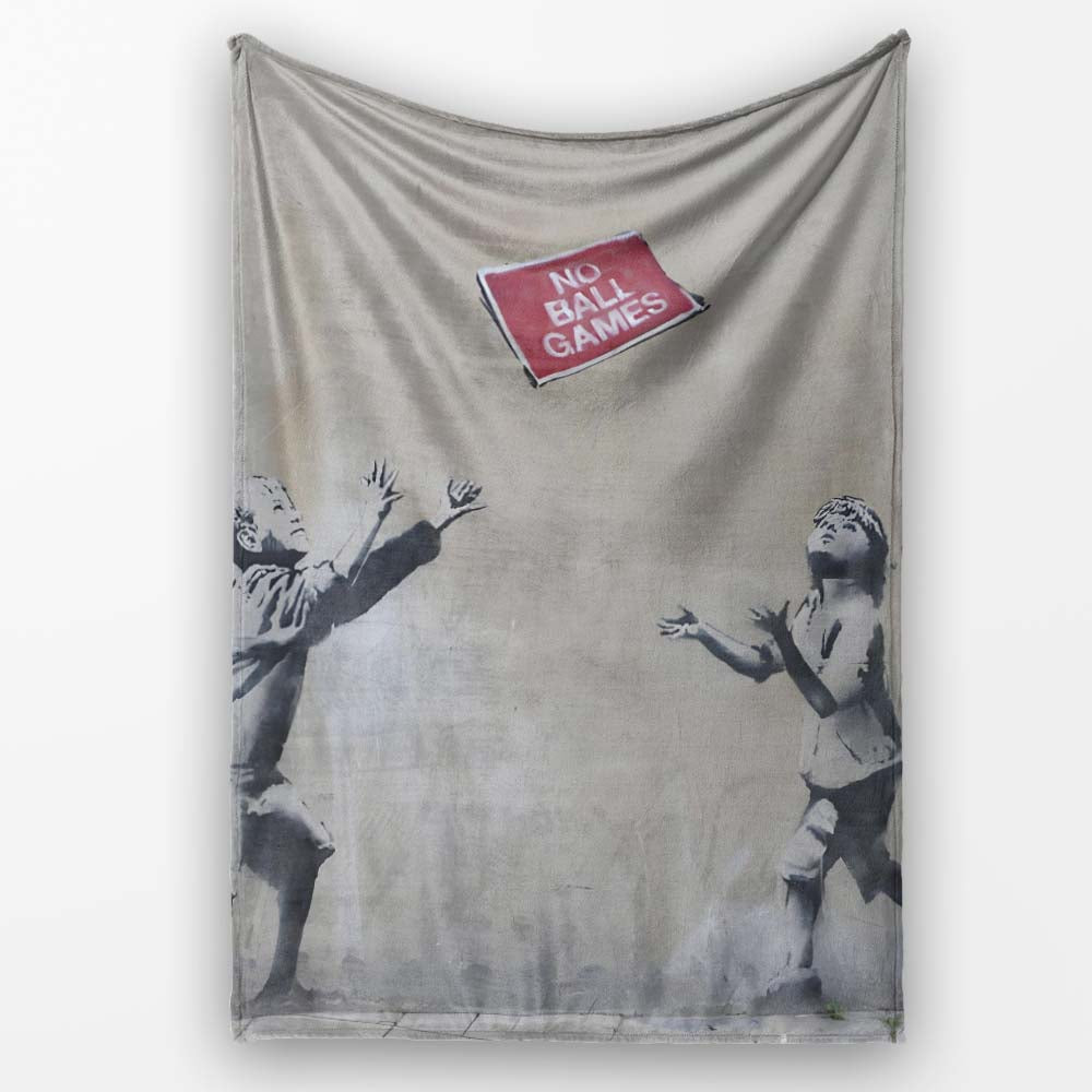 Children Playing No Ball Games Street Art Stencil, All Season Comfort, Comfortable Everyday Use - Super Soft Fleece Blanket Bed Sofa Throw