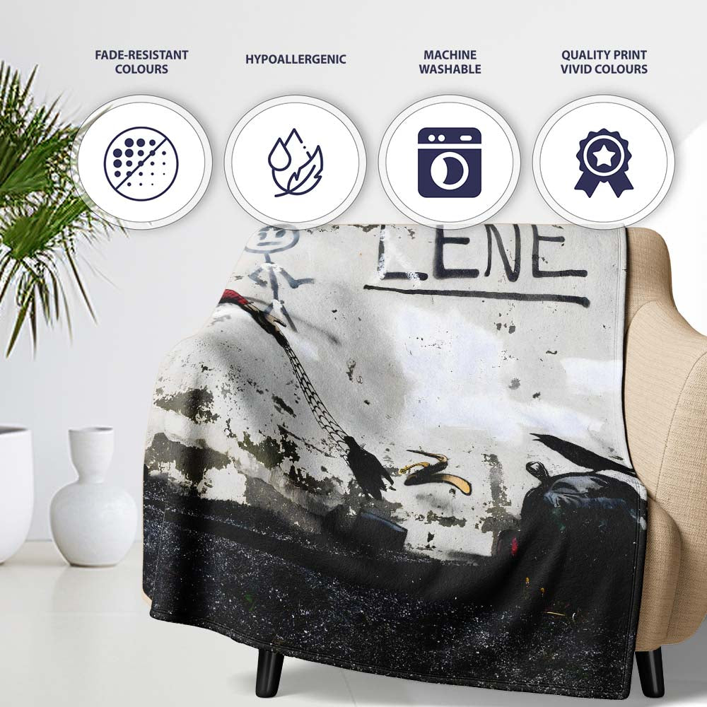Street Hero Casting Web at Litter Urban Graffiti, All Season Comfort, Decorative Wall Art Style - Super Soft Fleece Blanket Bed Sofa Throw