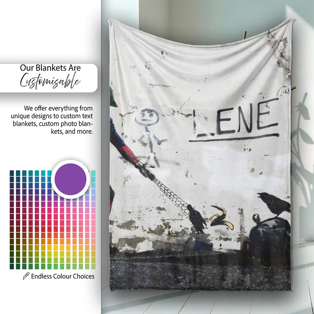 Street Hero Casting Web at Litter Urban Graffiti, All Season Comfort, Decorative Wall Art Style - Super Soft Fleece Blanket Bed Sofa Throw