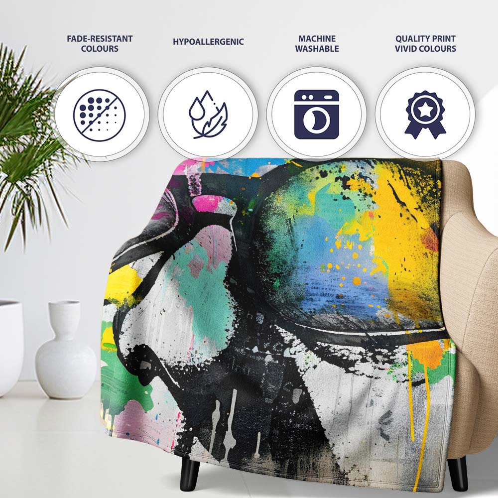 Colourful Oversized Sunglasses Abstract Paint Splash, Lightweight Comfortable Decorative Accent - Super Soft Fleece Blanket Bed Sofa Throw