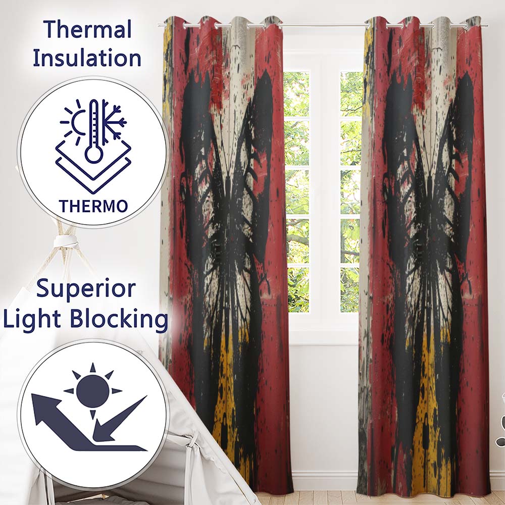 Black Butterfly Red Yellow Urban Graffiti Design Modern Artwork for Bedroom Decor Readymade Eyelet Ring Top Thermal 100% Blackout Curtains