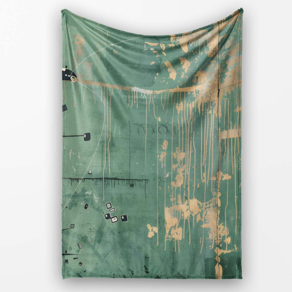 Green Urban Music Throwing Silhouette Graffiti, Lightweight Warm Gift, Comfortable Everyday Use - Super Soft Fleece Blanket Bed Sofa Throw