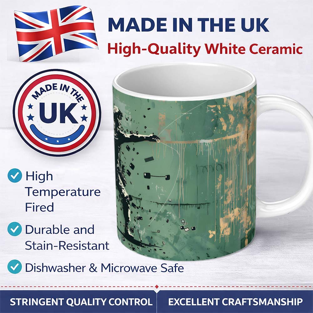 Green Urban Music Throwing Silhouette Graffiti 11oz Ceramic Coffee Tea Mug White Large Handle