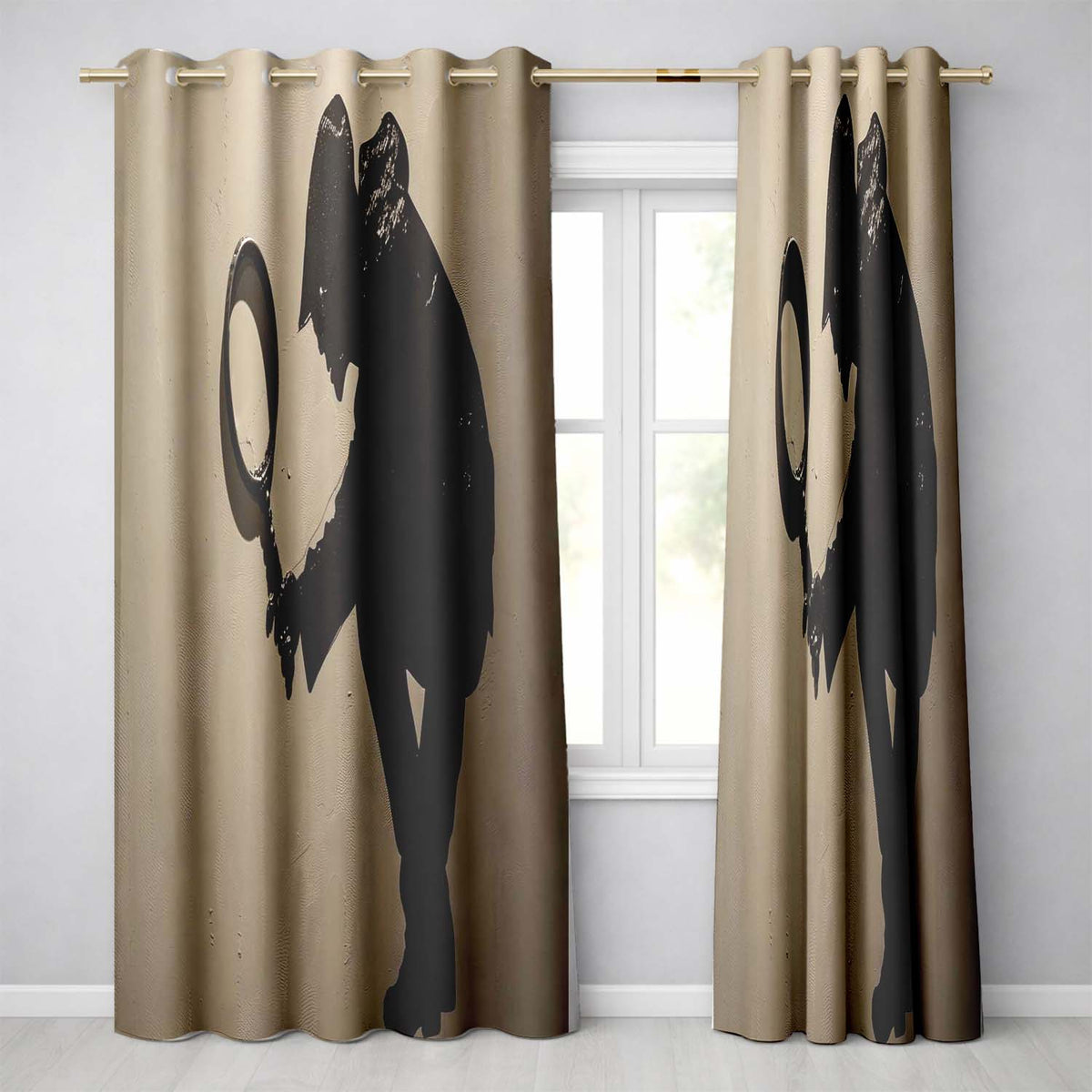 Detective Magnifying Glass Minimalist Shadow Art Contemporary Wall Art Home Decor Readymade Eyelet Ring Top Thermal 100% Blackout Curtains