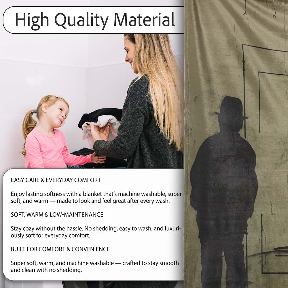 Shadow Man Among Painted Doorways Urban Art, Bedroom Living Room Accent, Unique Artistic Design - Super Soft Fleece Blanket Bed Sofa Throw