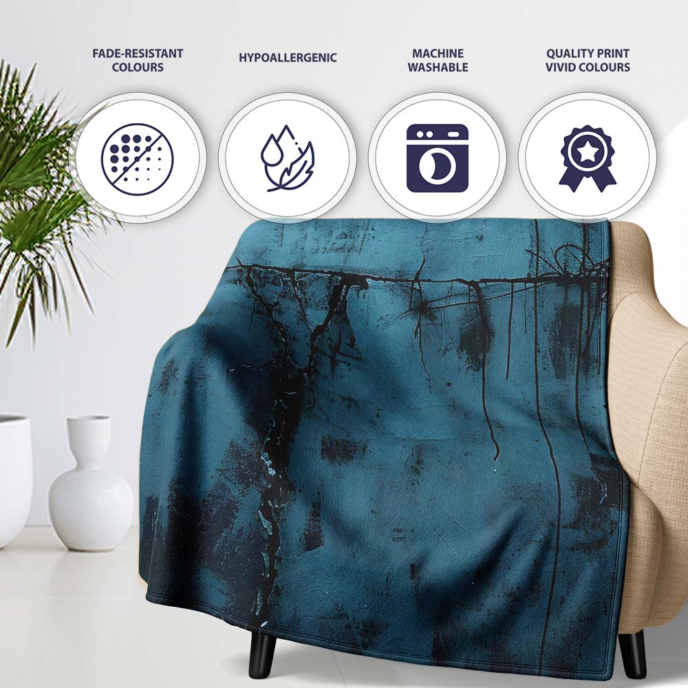 Minimalist Blue Tightrope Walker Abstract Wall Art, All Season Comfort, Stylish Room Decoration - Super Soft Fleece Blanket Bed Sofa Throw
