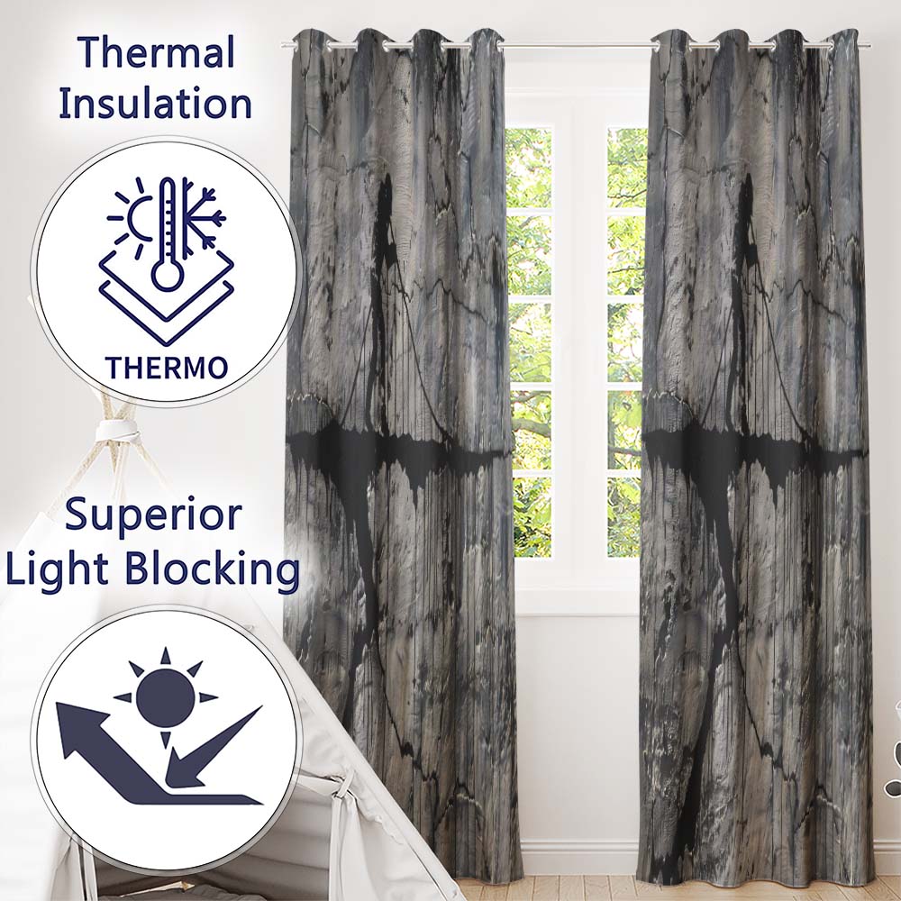 Silhouette Child Crossing Suspension Bridge Street Art Modern Artistic Home Decor Readymade Eyelet Ring Top Thermal 100% Blackout Curtains