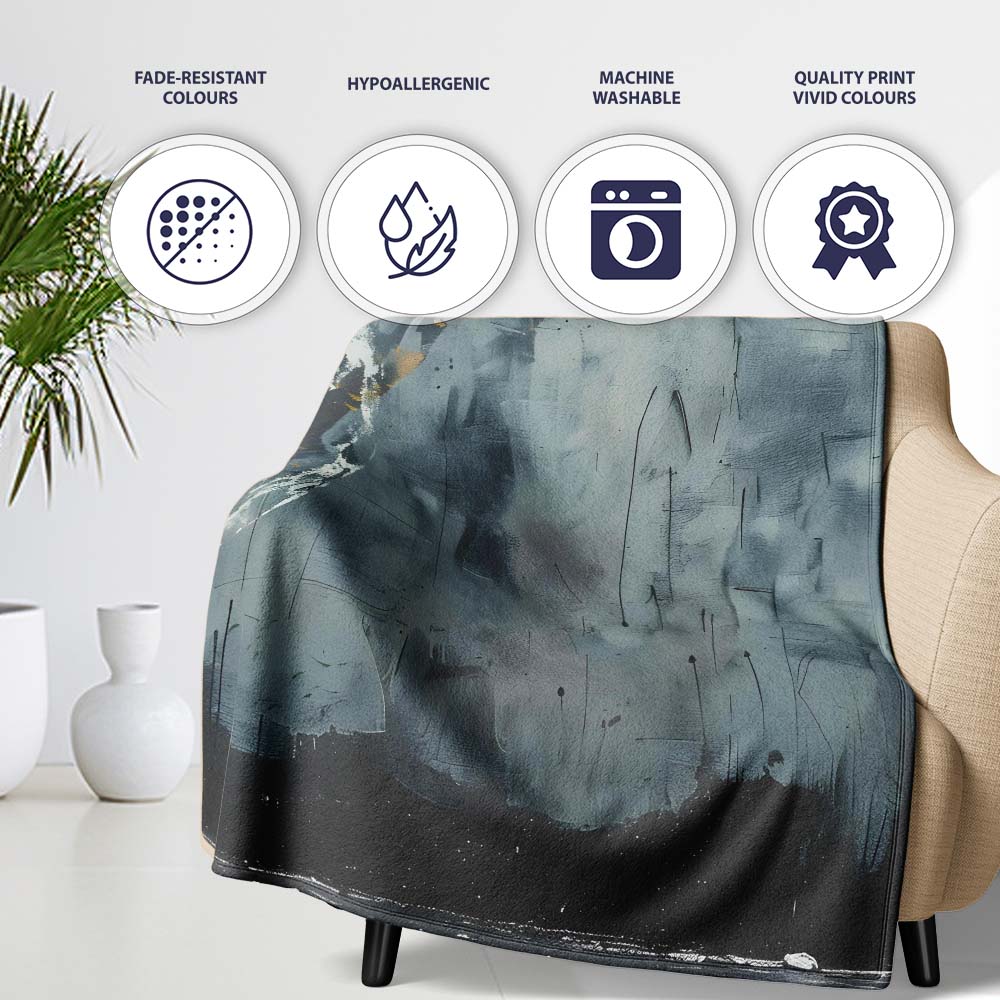 Grey Child Exploring Moon With Magnifying Glass Art, All Season Comfort, Modern Interior Accent - Super Soft Fleece Blanket Bed Sofa Throw