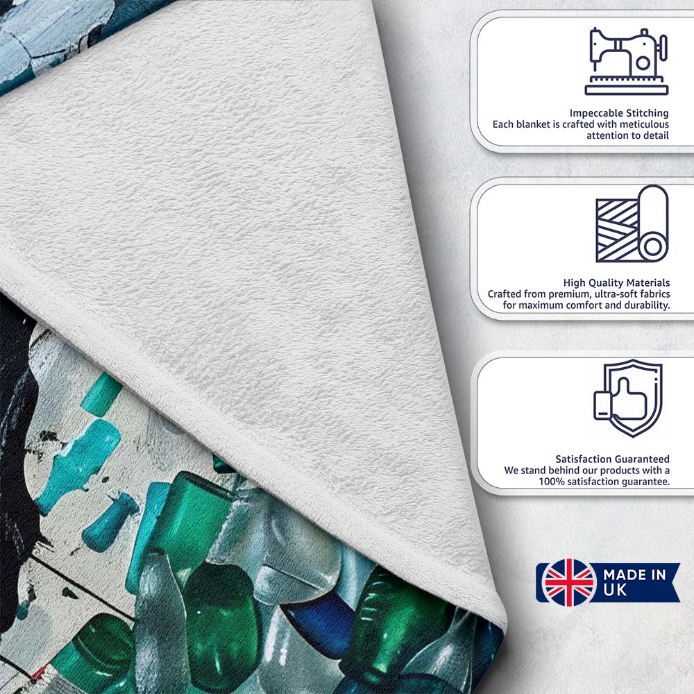 Blue Whale and Plastic Pollution Ocean Street Art, All Season Comfort, Comfortable Everyday Use - Super Soft Fleece Blanket Bed Sofa Throw